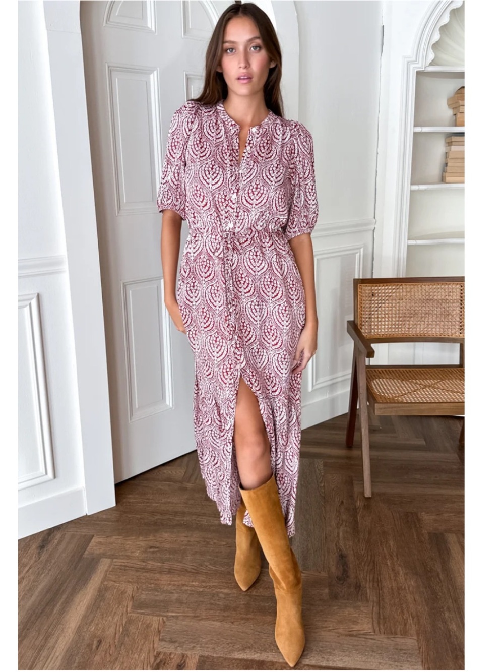 Emerson Fry Lucy Dress Currant Medallion Indian Collection 10 12 L